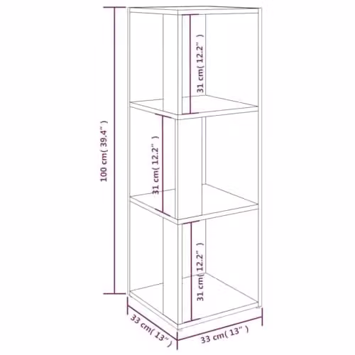 vidaXL Corner Cabinet in Smoked Oak, Brown Engineered Wood, W/D/H: 33 x 33 x 100 cm – 3