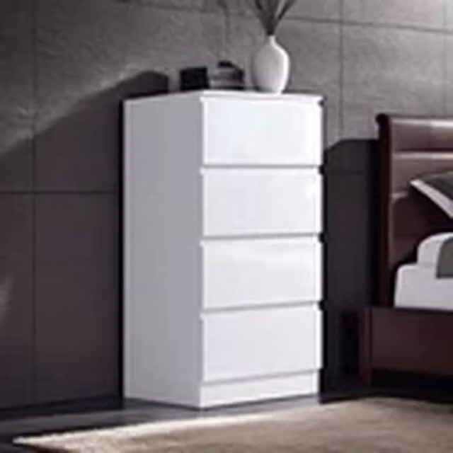 EONLION White Gloss 4 Drawer Handleless Scandinavian Bedroom Chest of Drawers – 1