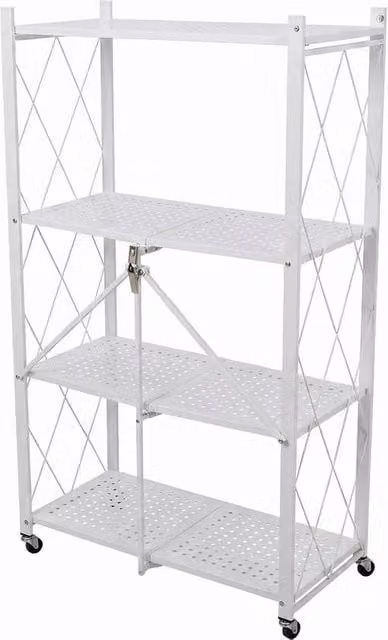 FORGEVIO White 4-Tier Foldable Metal Storage Rack, W/D/H: 71 x 34 x 124 cm – 1
