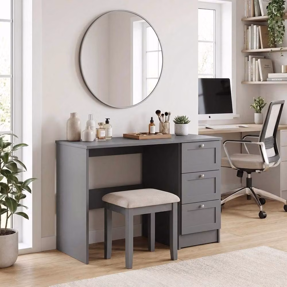 Havendro Grey Modern 3 Drawer Dressing Table and Study Desk – 4