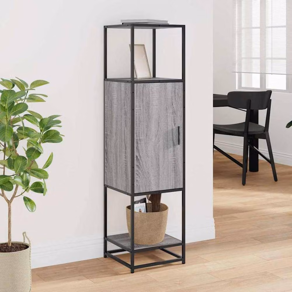 Berkfield Home Grey Sonoma Highboard in Engineered Wood and Metal, W/D/H: 35.5 x 35.5 x 139 cm – 3