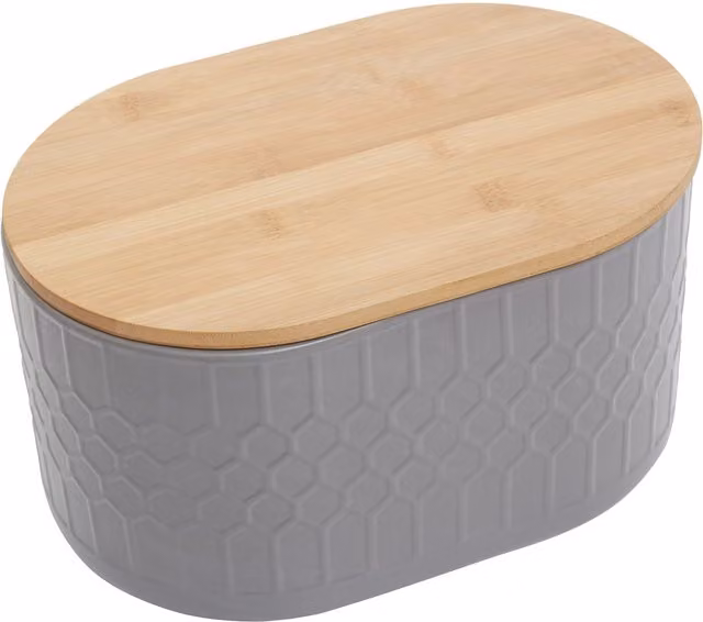Orsina Maison by Premier Geome 5500ml Airtight Stoneware and Bamboo Storage Canister in Grey – 1