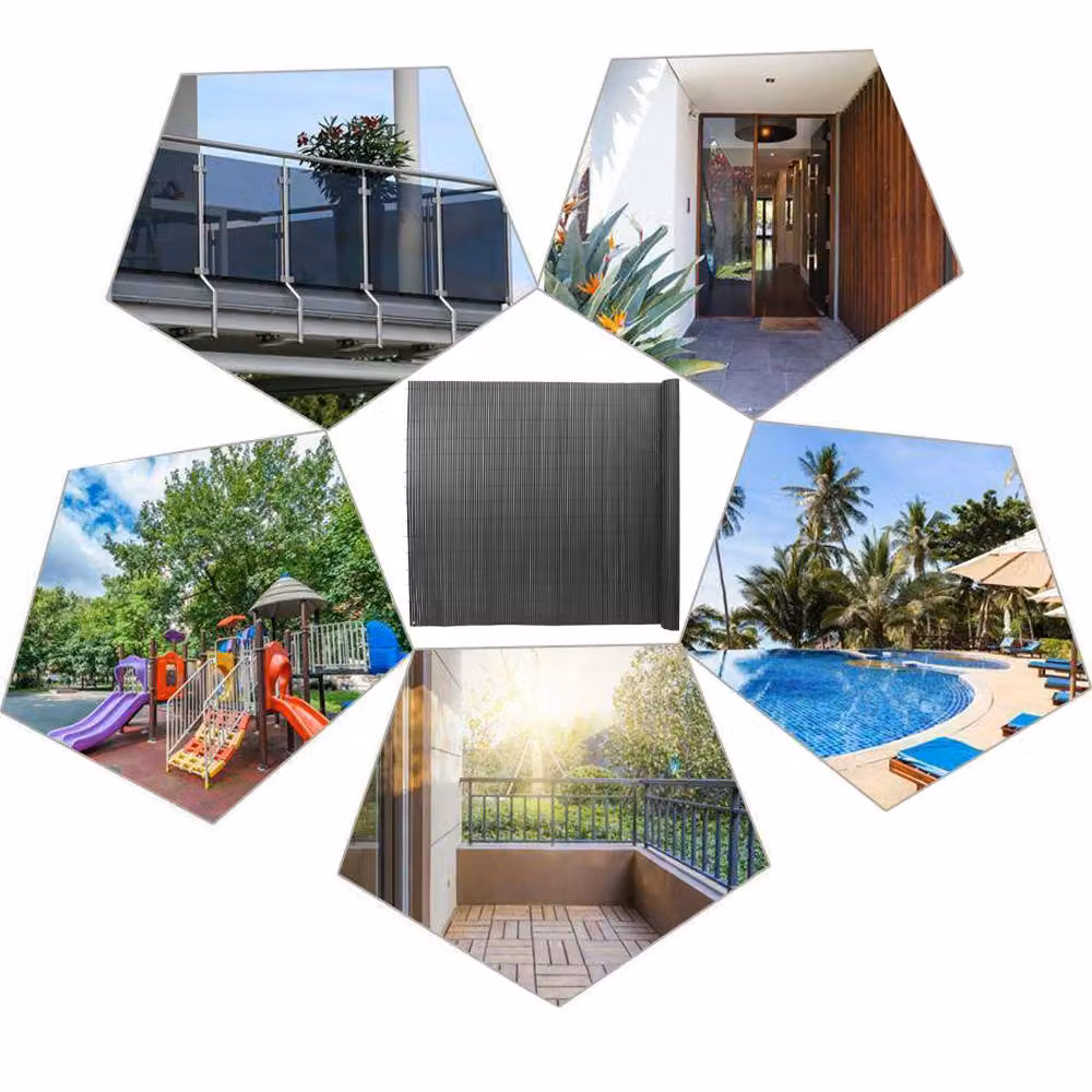 Living and Home Dark Grey PVC Opaque Privacy Garden Fence Mat, W: 300 cm, H: 100 cm – 5