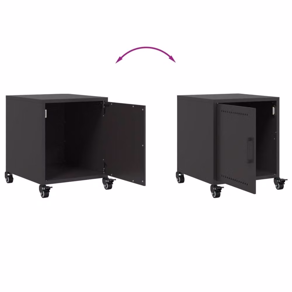 Berkfield Home Set of 2 Black Metal Bedside Cabinets W/D/H: 36 x 39 x 43.5 cm – 4