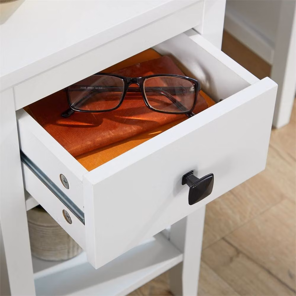 PAWNORA Modern White 1 Drawer Bedside Cabinet – 2