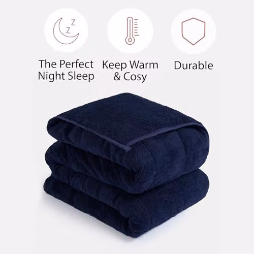 OHS Teddy Fleece Sensory Weighted Blanket for Adults, Blue, W: 125 cm, L: 180 cm, 6kg – 4