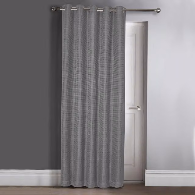 Velosso Waffle Ring Top Eyelet Door Curtain in Silver Grey, Width: 117 cm, Height: 214 cm