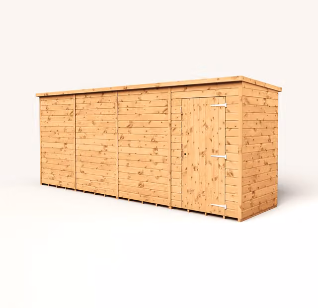 Empire Sheds Brown 16x4 Modular Pent Garden Shed with Single Door and Window