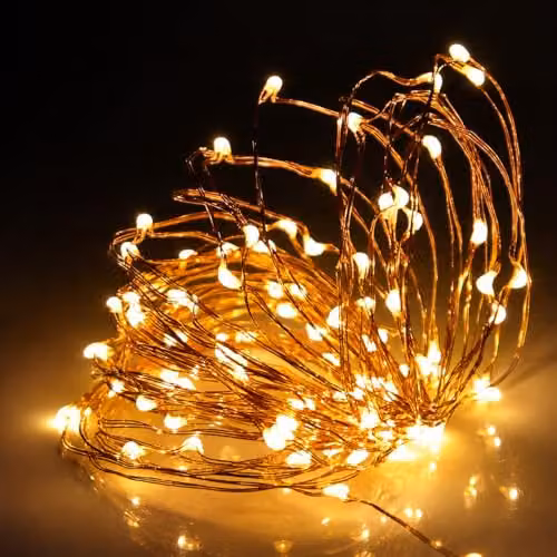 SHATCHI 100 LED Warm White Fairy String Lights with 10m Copper Wire, Battery Operated and Waterproof for Indoor and Outdoor Decoration – 1