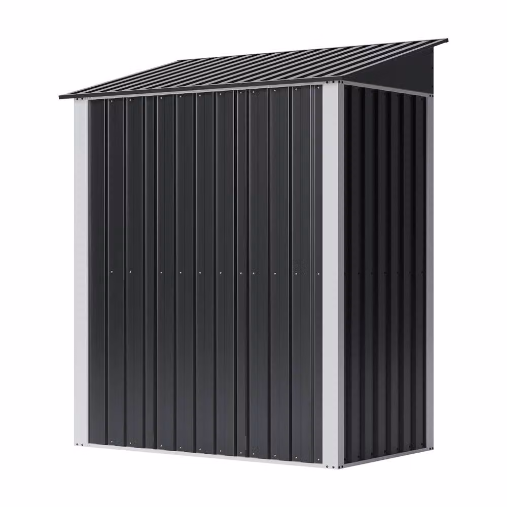 Living and Home Black Metal Pent Garden Storage Shed with Lockable Door, W: 152.4 cm, D: 91.44 cm, H: 152.4 cm – 6