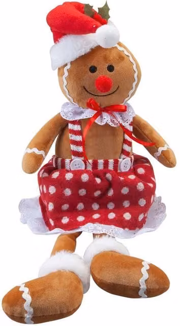VFM e-Store Christmas Gingerbread Woman Decoration, Red and Multicolour, H 62 cm x W 22 cm x D 22 cm