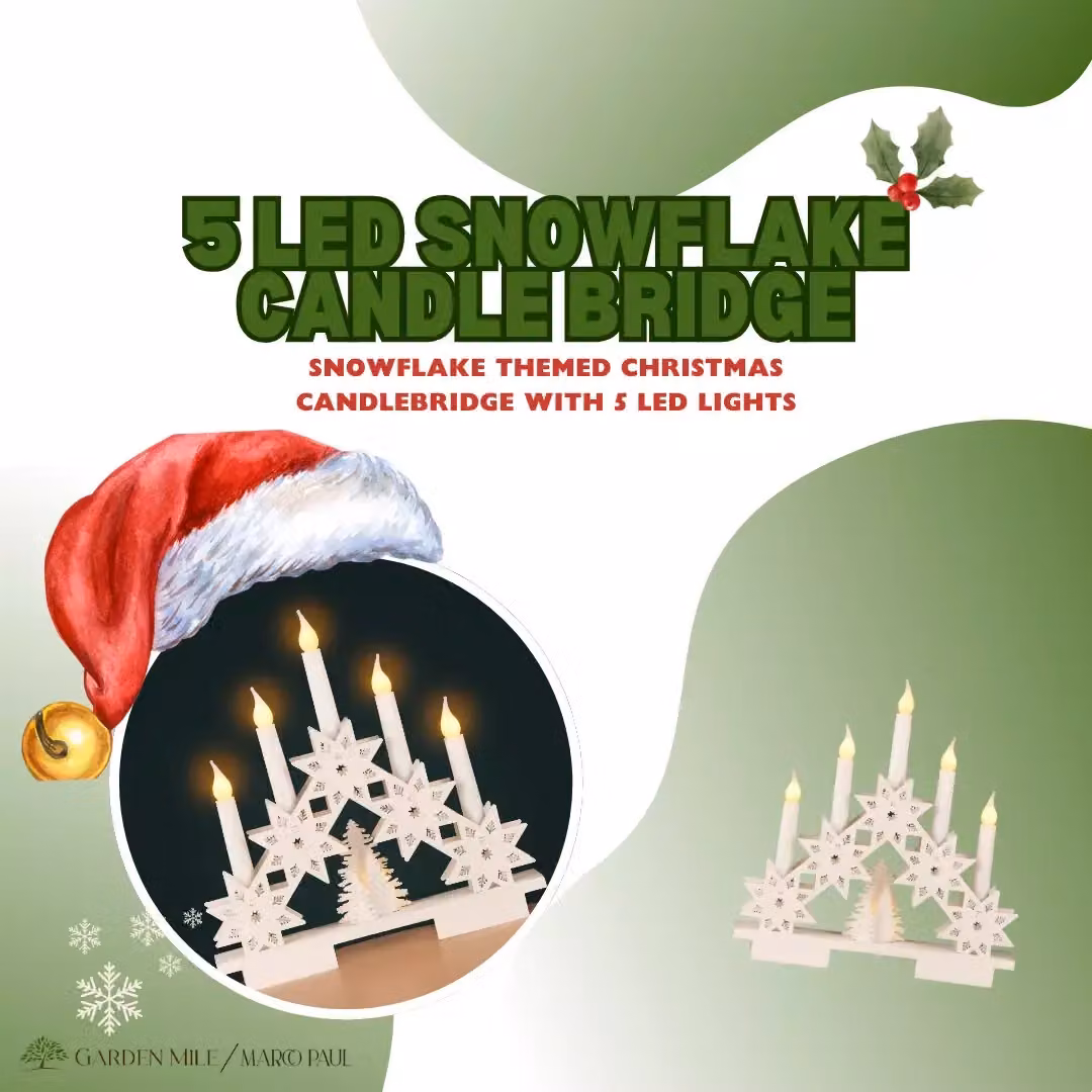 Marco Paul White Wooden Star Christmas Candle Bridge with 5 Faux Candles, W/D/H: 30 x 30 x 5 cm – 3