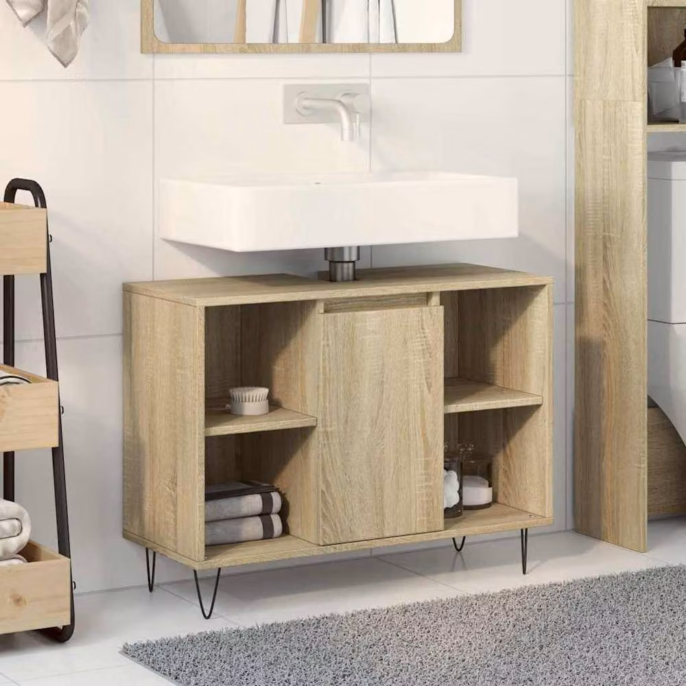 Berkfield Home Sonoma Oak Bathroom Cabinet, Light Brown, W/D/H: 80 x 33 x 60 cm – 2