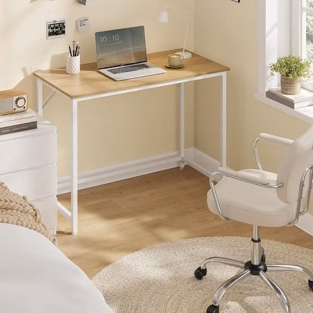 VASAGLE Industrial Computer Desk for Home Office, Bedroom or Living Room in Sand and White – 1