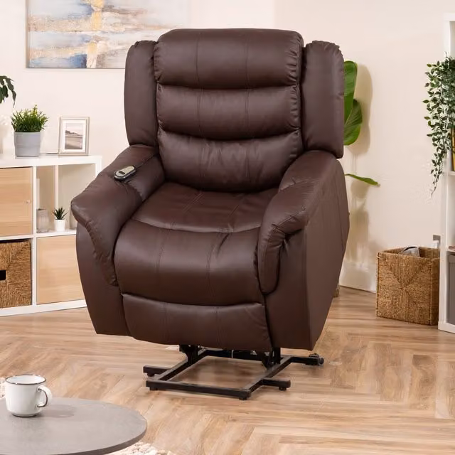 Artemis Home Almeira Electric Riser Recliner with Massage and Heat in Brown