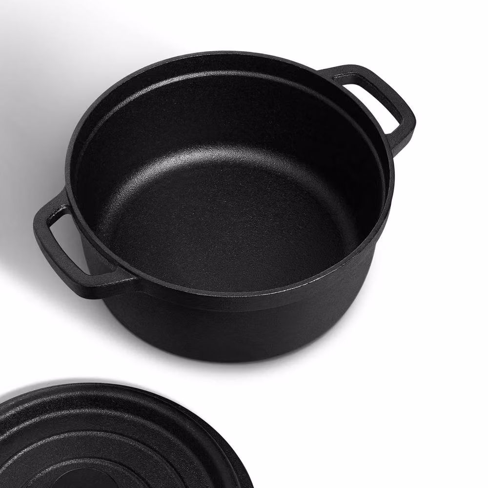 Living and Home Black Cast Iron 5L Dutch Oven Casserole Pot with Lid – 4