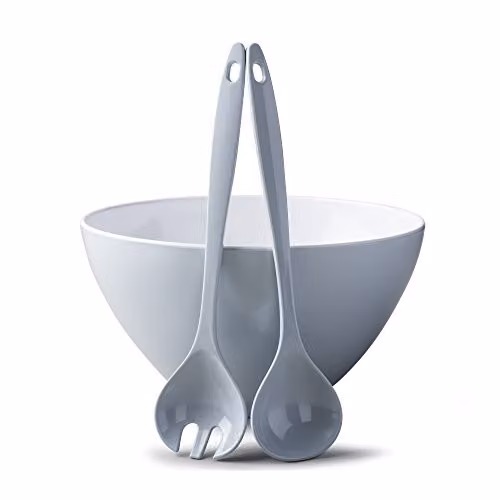 Zeal Melamine Salad Bowl and Server Set in Blue and White