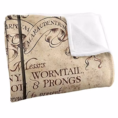 Warner Brothers Harry Potter Marauder's Map Fleece Throw Blanket, White and Multicolour, W/D/H: 152 x 127 cm – 2