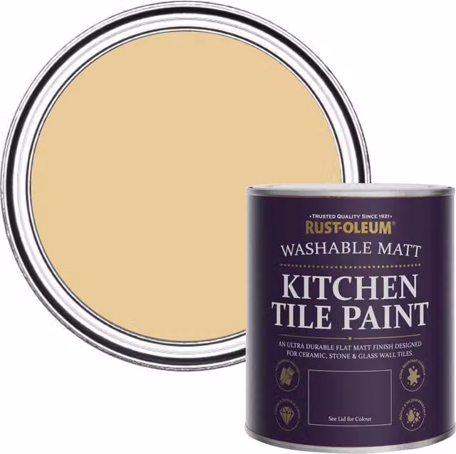 Rust-Oleum Matt Kitchen Tile Paint in Sandstorm Yellow, 750ml
