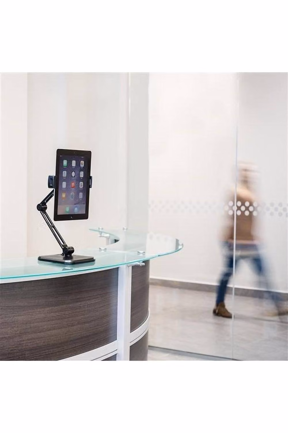 StarTech.com Adjustable Tablet Stand with Pivoting Arm in Black – 1