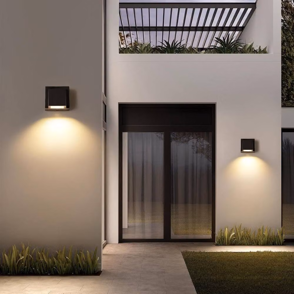 Goeco Modern Square LED Wall Light, IP65 Waterproof Outdoor/Indoor Garden Light, 5W Warm White 3000K, Black Metal/Aluminium – 4