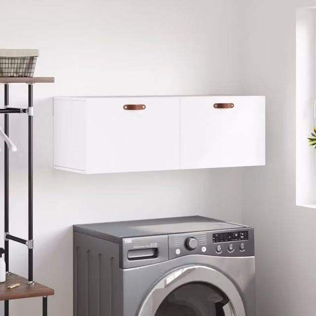 Berkfield Home White Wall Mounted Cabinet with Hinged Doors, W/D/H: 100 x 36.5 x 35 cm