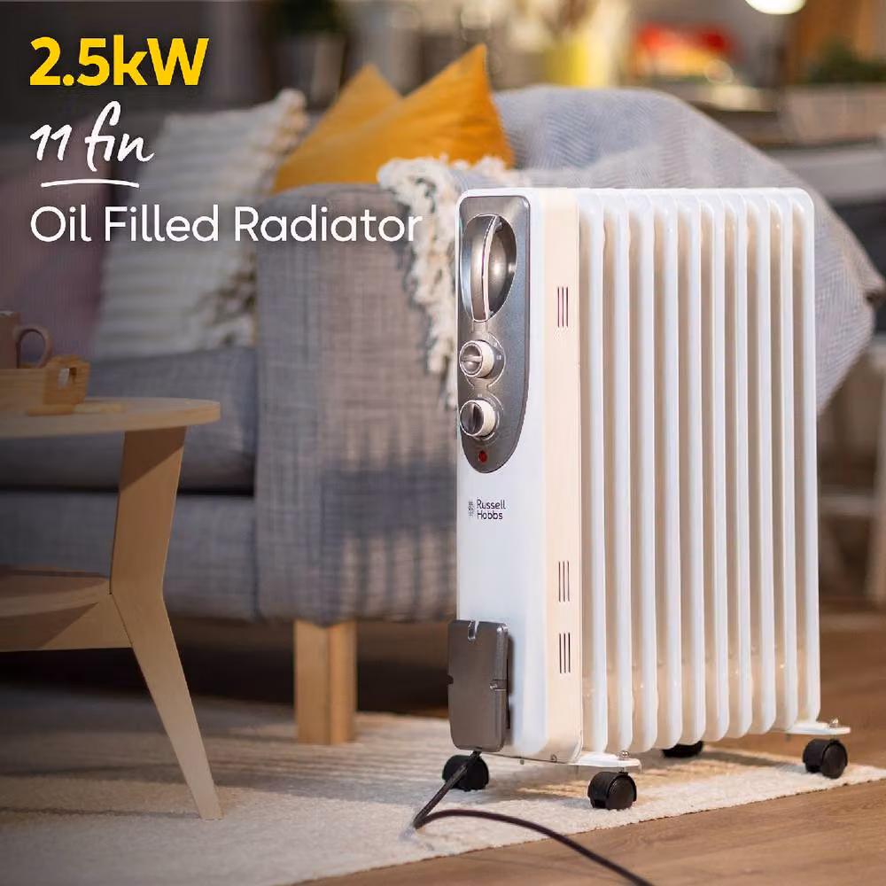 Russell Hobbs 2500W 11 Fin Oil Filled Radiator RHOFR1106 White – 3