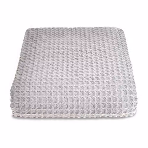 Allure Bath Fashions Waffle Pique Cotton Throw Blanket, Grey, W/D/H: 175 x 225 cm