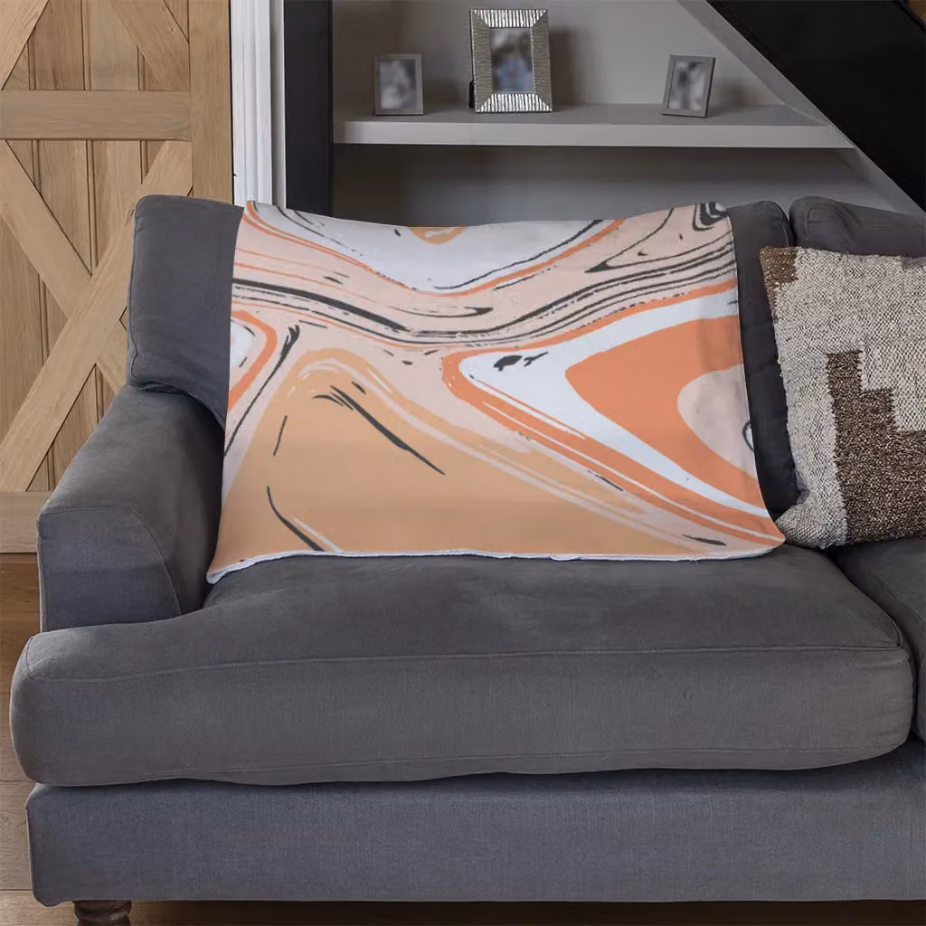 Benjamin Tate Design Pink Marble Fleece Blanket in Pink and Orange, W/D/H: 120 x 150 cm – 2