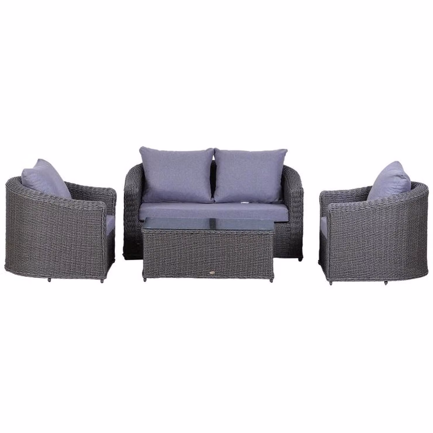 Chilli Seating Marbella Rounded Rattan Garden Furniture Set in Grey – 2