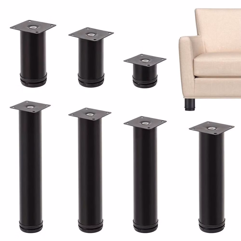 NESTLUNE 4-Piece Set of Adjustable Matt Black Metal Furniture Legs, Height: 18 cm – 3