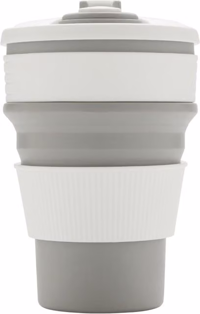 XD Design Foldable Silicone Mug with Lid, Grey, 350 ml