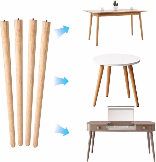 FLAVORA Natural Wood Table with Poplar and Ash Legs, Brown/Sand, W: 1000 cm, D: 52 cm, H: 69 cm