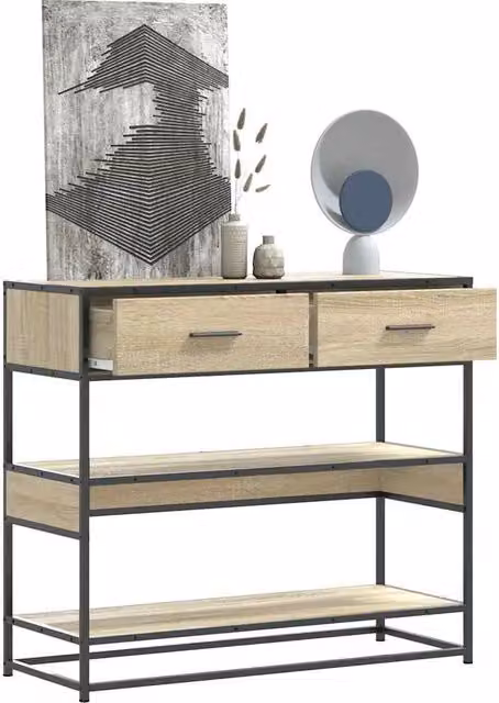 Berkfield Home Sonoma Oak Console Table in Brown, W/D/H: 90 x 35 x 80 cm
