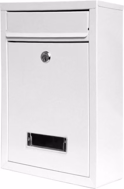 PAWNORA Wall Mounted Steel Letter Box in White, W/D/H: 32.0 x 22.0 x 8.0 cm – 1