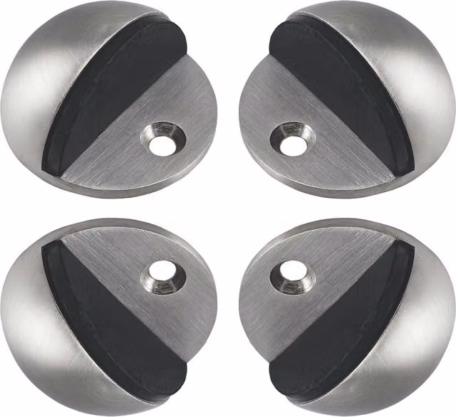 Betley Butterfly Floor Mounted Door Stop in Brushed Chrome Metal, Pack of 4