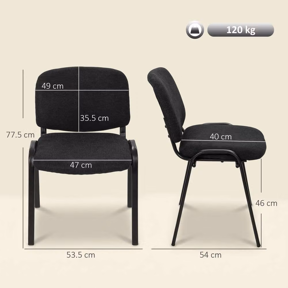 STILVORA Stackable Office Chair with Curved Backrest in Black Polyester Fabric – 4