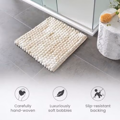 Allure Bath Fashions Marl Chunky Bobble Non Slip Square Bath Mat in Beige, W/D: 50 x 50 cm – 3