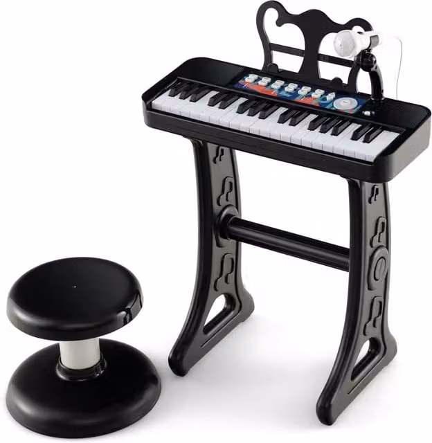 Costway Toddler Electronic Music Keyboard with Microphone in Black