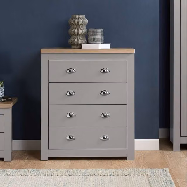 Birlea Highgate 4 Drawer Chest in Grey and Oak