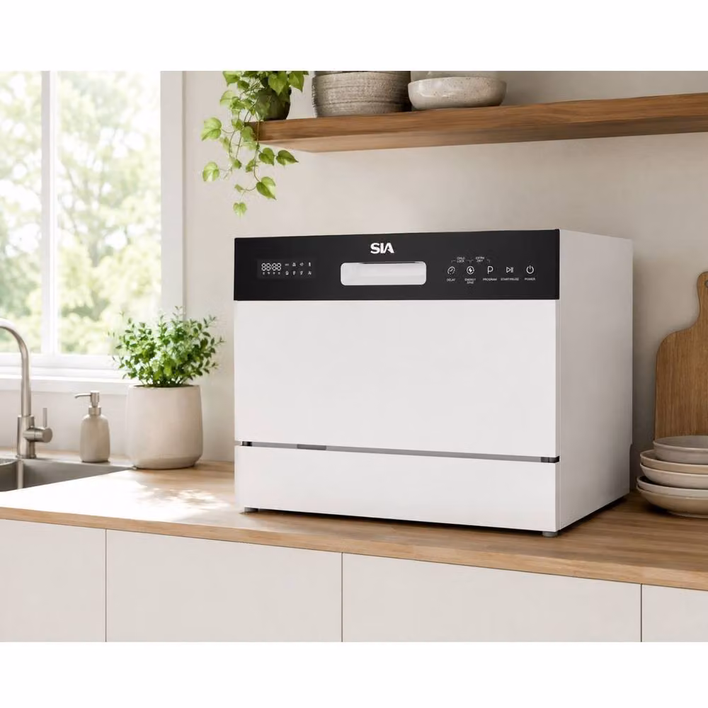 SIA TTD6WH White Table Top Dishwasher with 8 Programs and 6 Place Settings – 3
