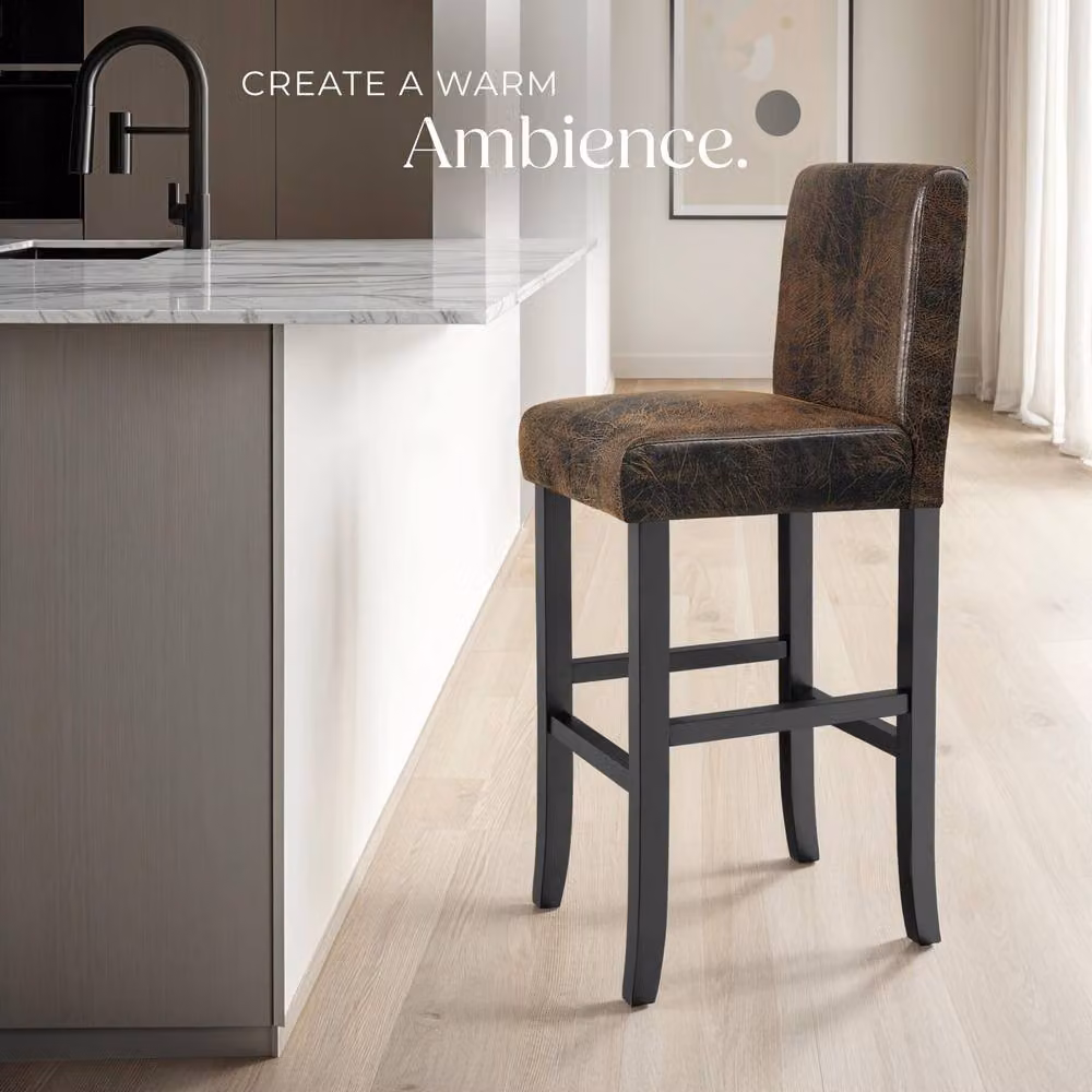 tectake Dover Bar Stool Set of 6 in Antique Brown Synthetic Leather – 7