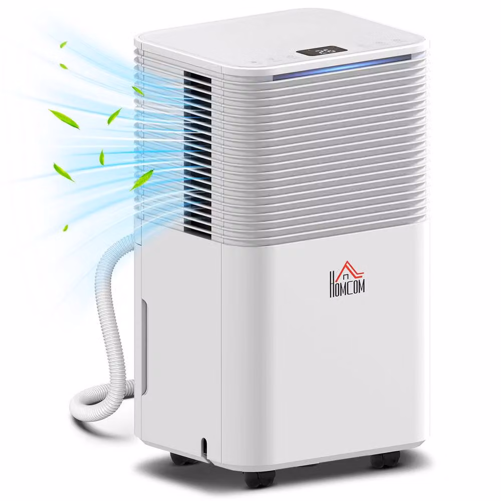 HOMCOM Portable Quiet Dehumidifier for Laundry, White Electric Air Dehumidifier – 2