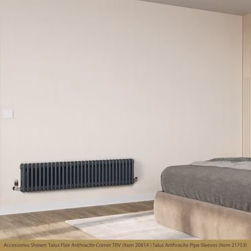 Alpha Anthracite 3 Column Traditional Cast-Iron Style Steel Radiator with Feet, W: 1355 mm, H: 300 mm – 3