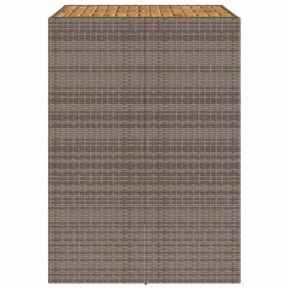 Berkfield Home Garden Bar Table with Acacia Wood Top in Grey Poly Rattan, W: 105 cm, D: 80 cm, H: 110 cm – 5