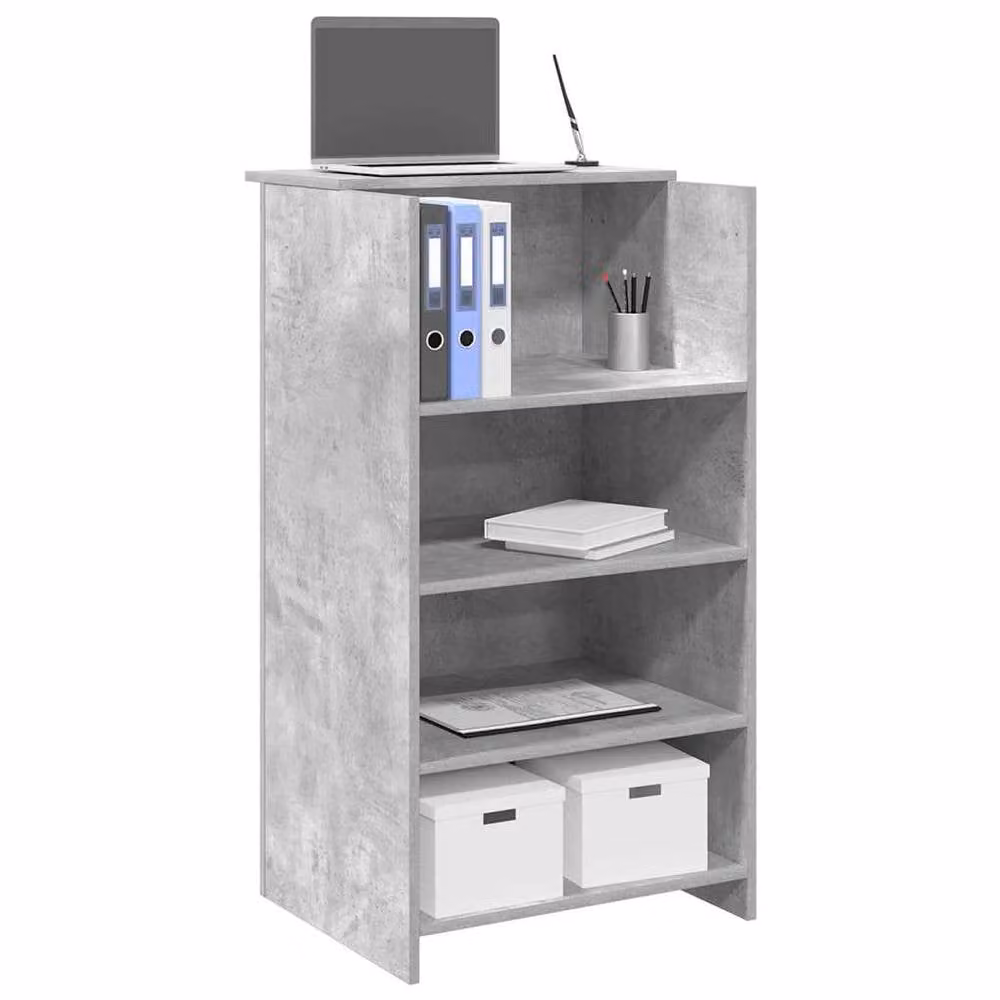 Berkfield Home Reception Desk in Concrete Grey, W/D/H: 55 x 50 x 103.5 cm