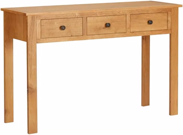 Berkfield Home Solid Oak Wood Dressing Table in Brown, W/D/H: 110 x 40 x 75 cm