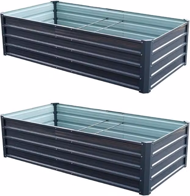 Garden Life Extra Large Metal Raised Flower Bed in Anthracite Grey
