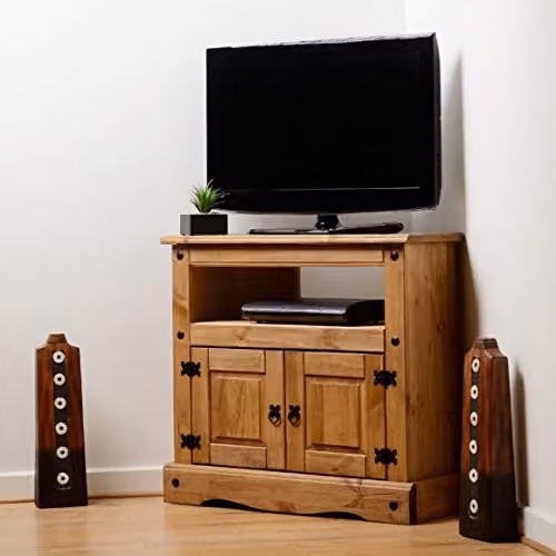 Seconique Corona Corner TV Cabinet in Brown Waxed Pine W/D/H: 78.5 x 43.0 x 85.0 cm – 2