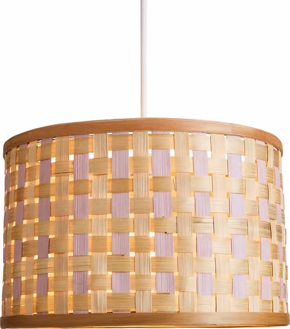 Litecraft Woven Bamboo Drum Cylinder Lampshade in Beige, Grey or Brown, Diameter: 22 cm